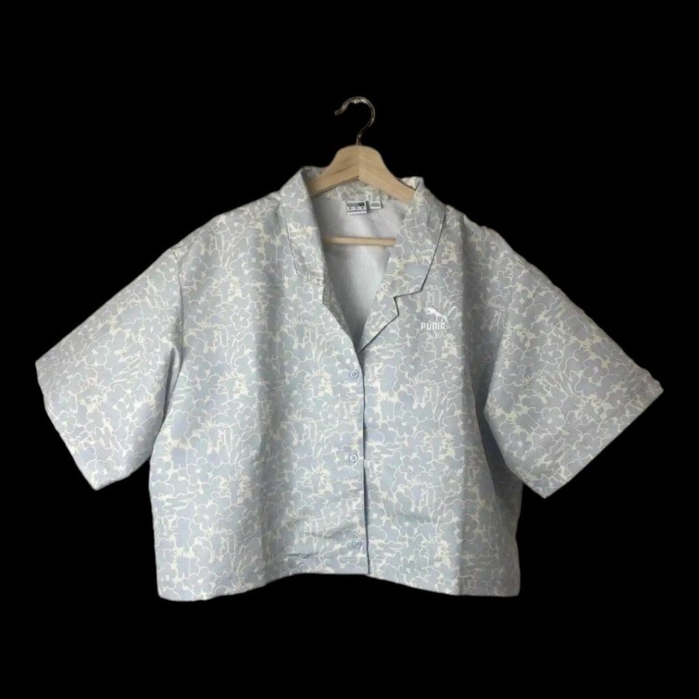 PUMA Summer Resort floral crop top button down sport top size Medium - Picture 3 of 4